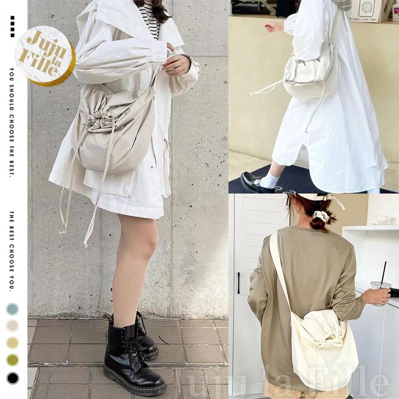 *Juju la Fille* 【台灣出貨+發票+優惠中】男女都能背 日系高CP值 超輕尼龍抽繩水桶包 可放A4-細節圖5