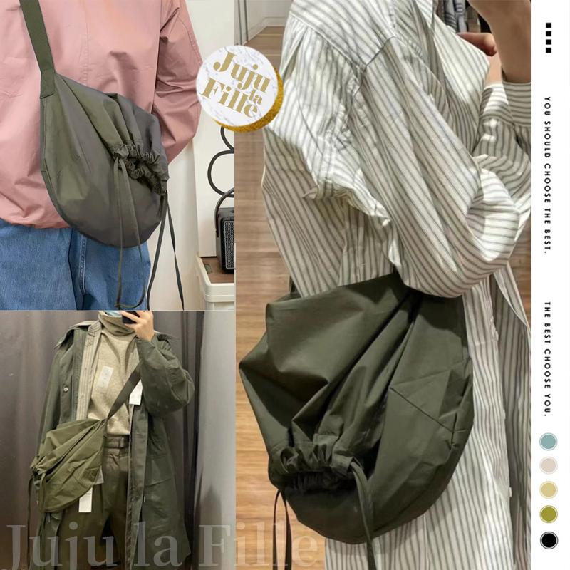 *Juju la Fille* 【台灣出貨+發票+優惠中】男女都能背 日系高CP值 超輕尼龍抽繩水桶包 可放A4-細節圖7