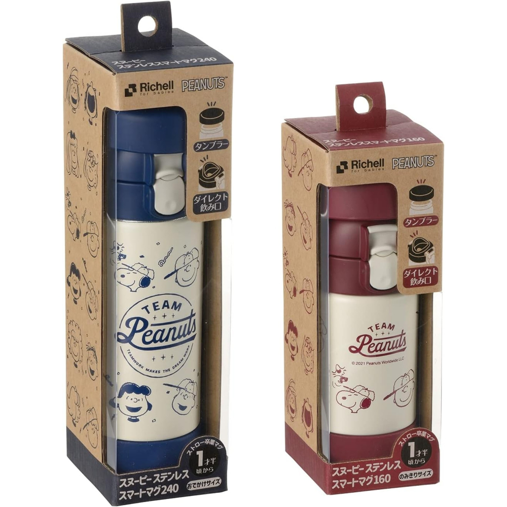 日本 Richell 利其爾 大飲口兩用不鏽鋼杯 160 | 240ml 史努比-細節圖3