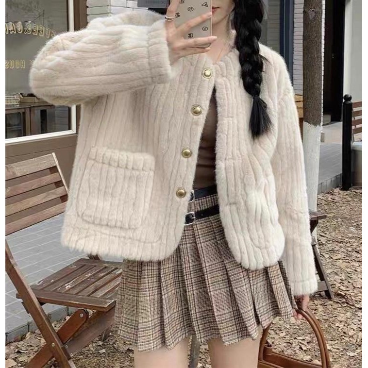 #韓國女裝 🇰🇷法式水貂毛外套-細節圖2