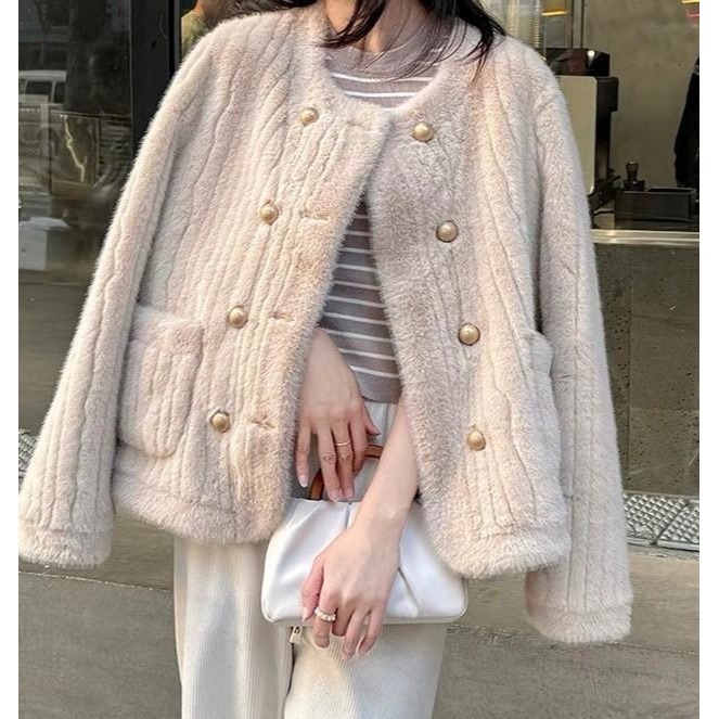 #韓國女裝 🇰🇷法式水貂毛外套-細節圖4