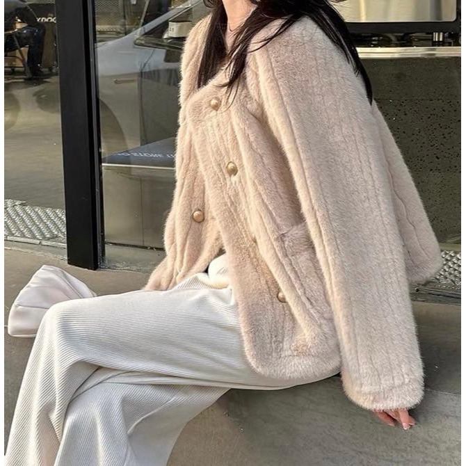 #韓國女裝 🇰🇷法式水貂毛外套-細節圖6
