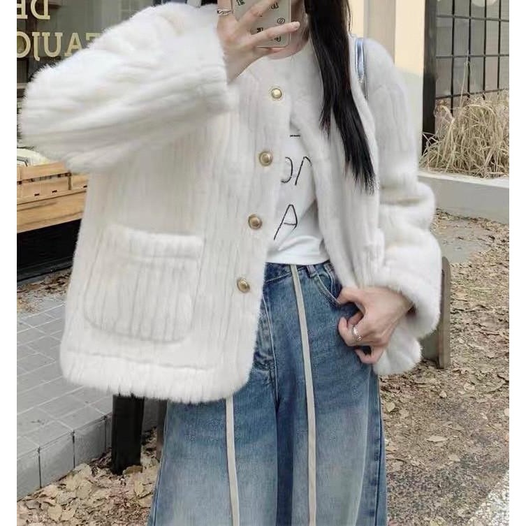 #韓國女裝 🇰🇷法式水貂毛外套-細節圖8