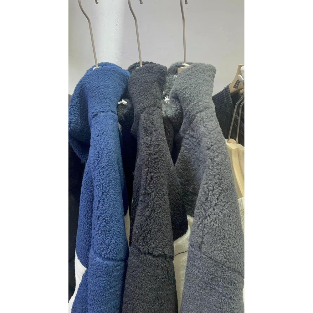 #韓國女裝 🇰🇷羊羔毛撞色立領外套-細節圖3