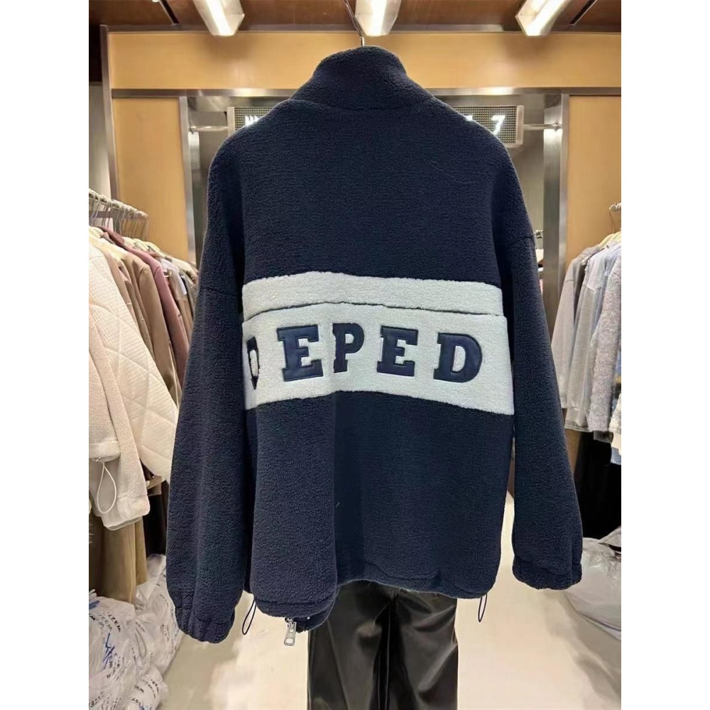 #韓國女裝 🇰🇷羊羔毛撞色立領外套-細節圖5