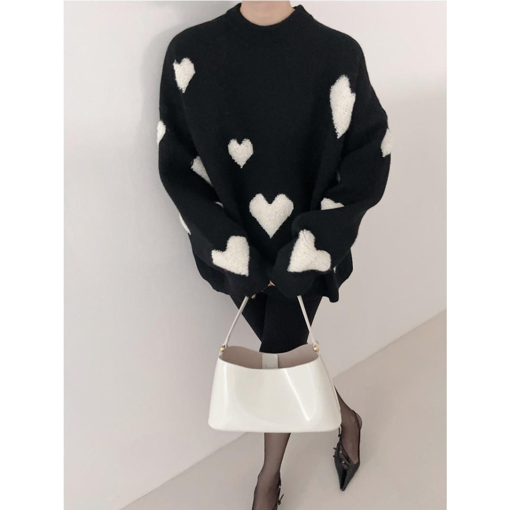 #韓國女裝 🇰🇷寬鬆慵懶愛心毛衣-細節圖2
