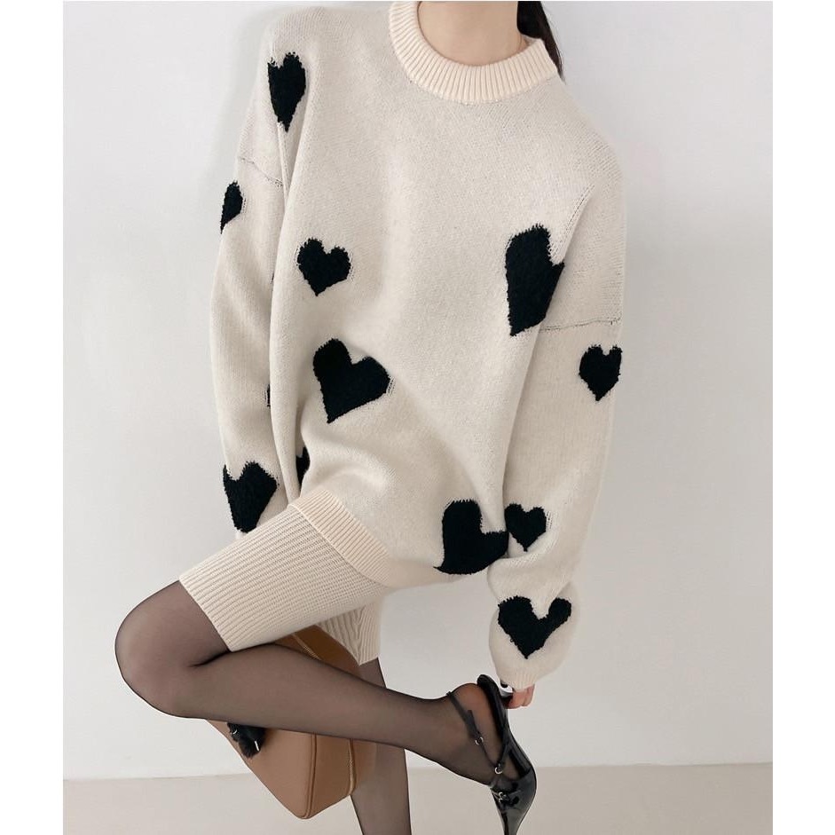 #韓國女裝 🇰🇷寬鬆慵懶愛心毛衣-細節圖4