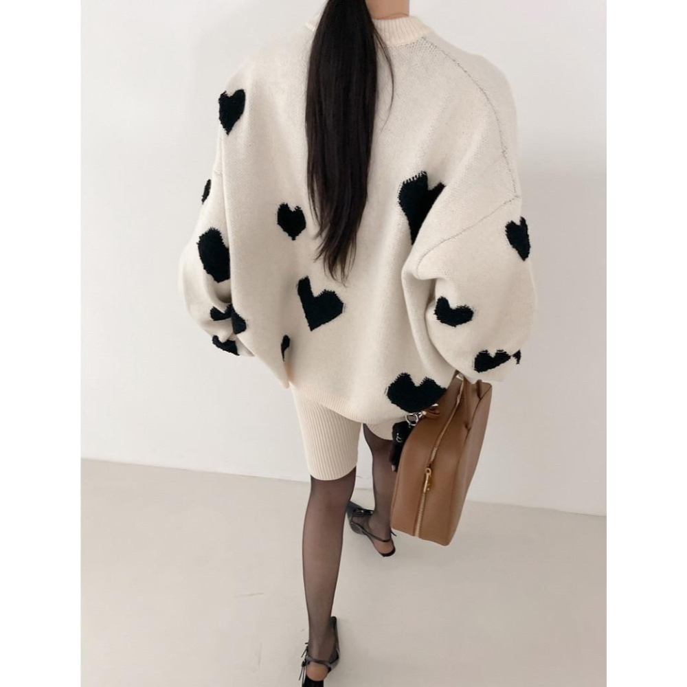 #韓國女裝 🇰🇷寬鬆慵懶愛心毛衣-細節圖6