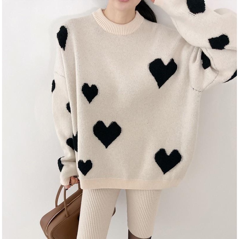 #韓國女裝 🇰🇷寬鬆慵懶愛心毛衣-細節圖9