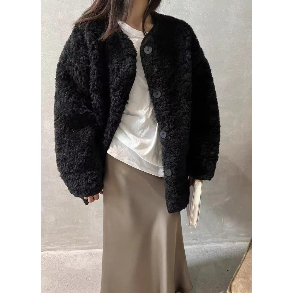 #韓國女裝   🇰🇷雙口袋羊羔毛外套-細節圖6