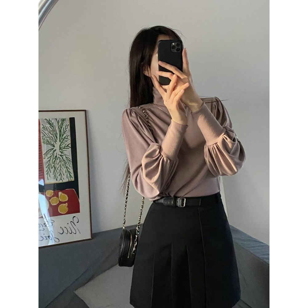 #韓國女裝 🇰🇷澎袖造型高領衣-細節圖2