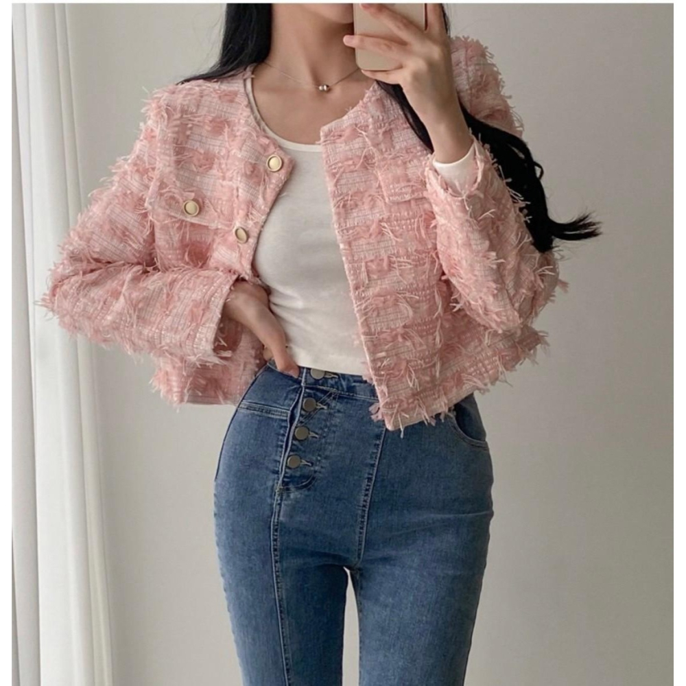 #韓國女裝    🇰🇷質感流蘇小香風外套-細節圖8