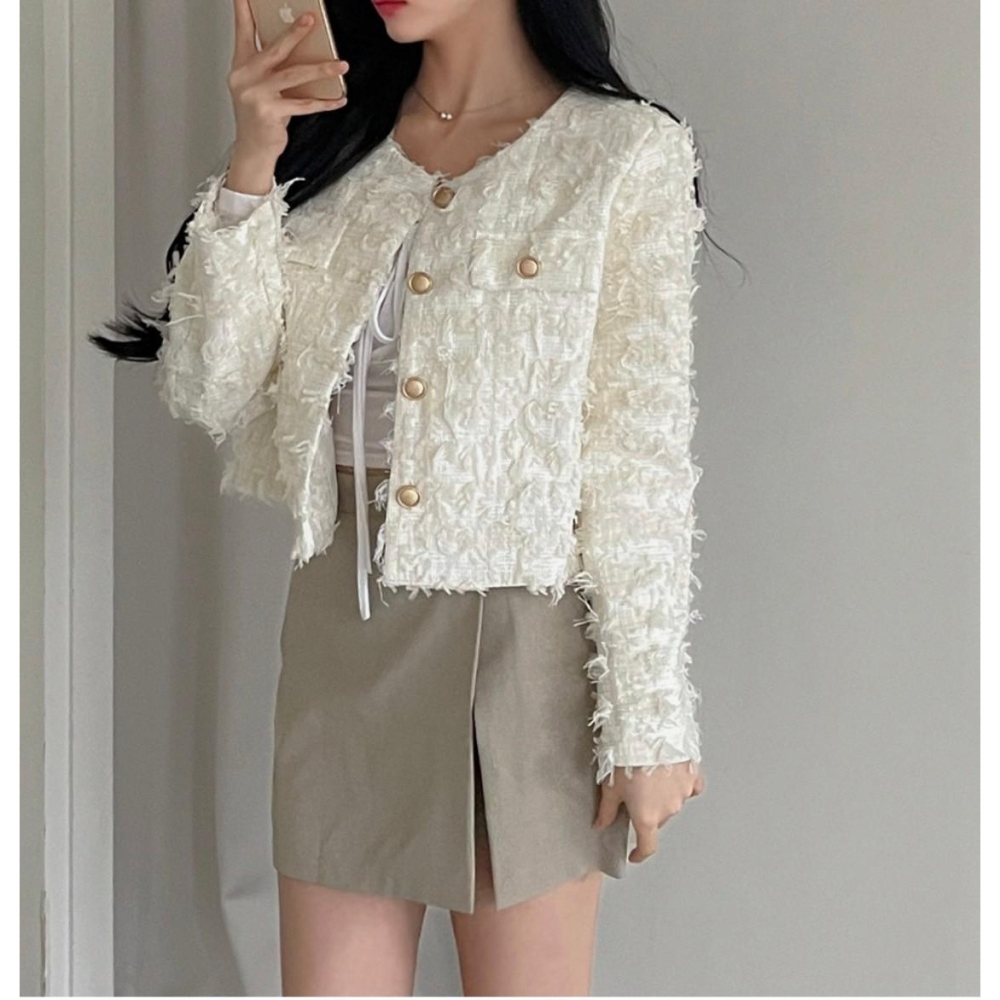 #韓國女裝    🇰🇷質感流蘇小香風外套-細節圖9