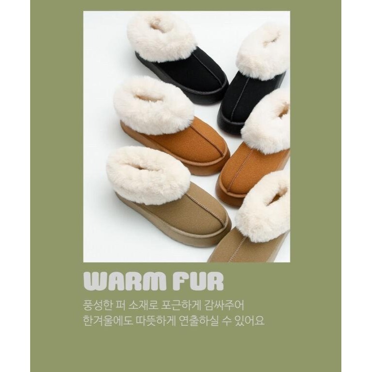 #韓國女裝 🇰🇷翻毛加絨短筒厚底雪靴-細節圖3