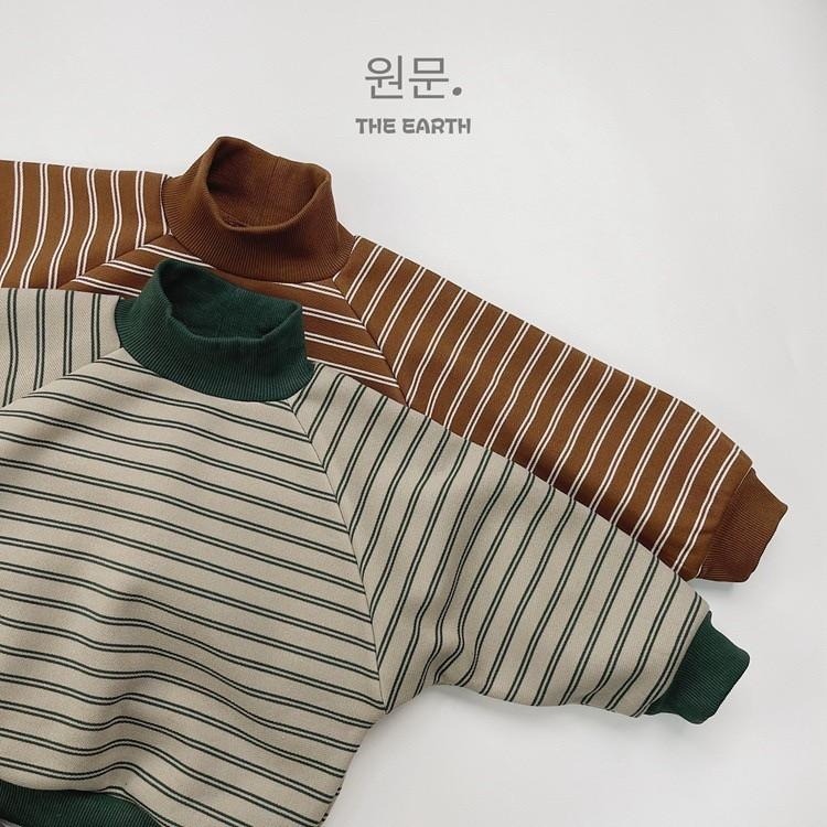 #韓版童裝 #冬季新款 #kids #baby 韓版日系條紋落肩加厚衛衣-細節圖2