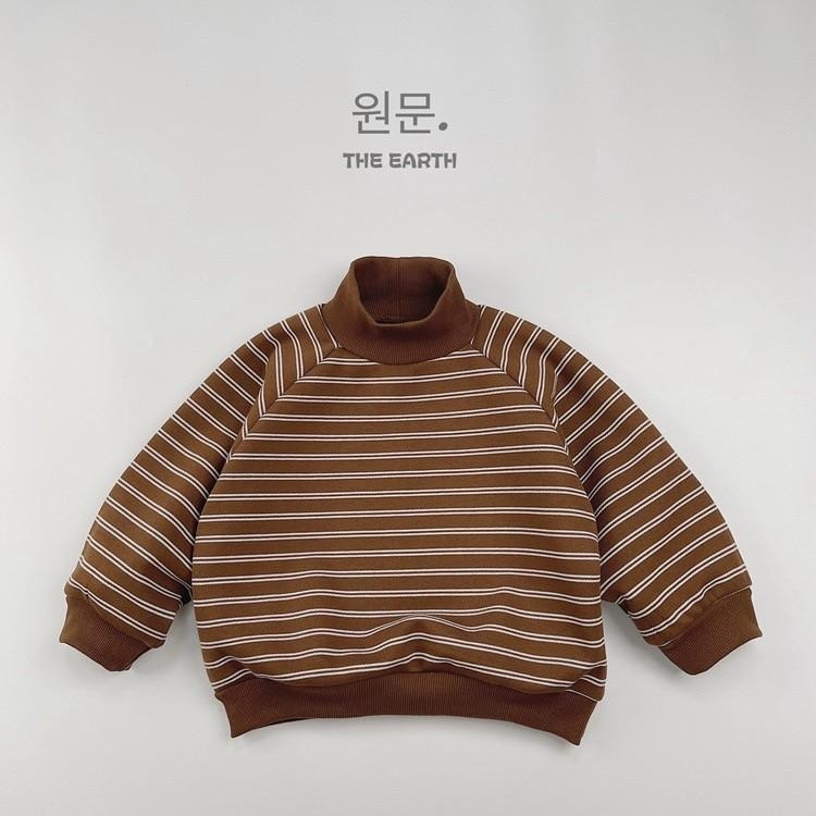 #韓版童裝 #冬季新款 #kids #baby 韓版日系條紋落肩加厚衛衣-細節圖4