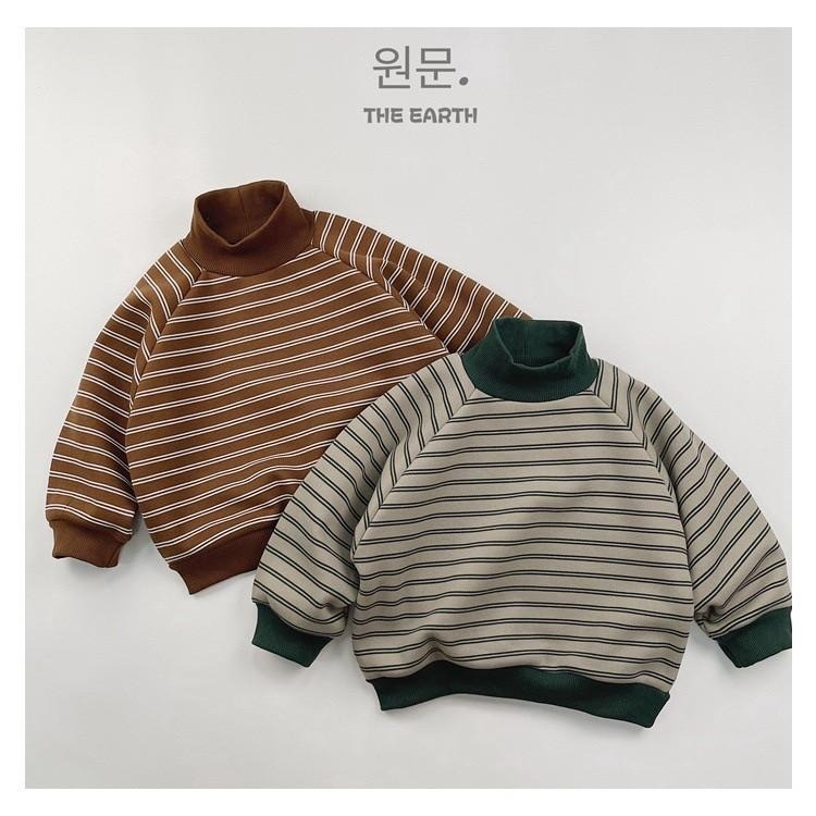 #韓版童裝 #冬季新款 #kids #baby 韓版日系條紋落肩加厚衛衣-細節圖7