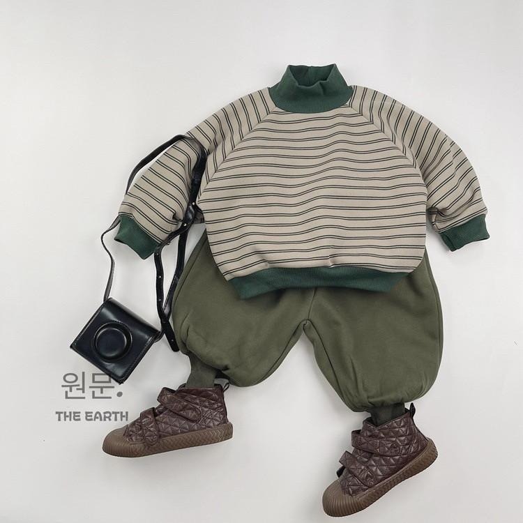 #韓版童裝 #冬季新款 #kids #baby 韓版日系條紋落肩加厚衛衣-細節圖10