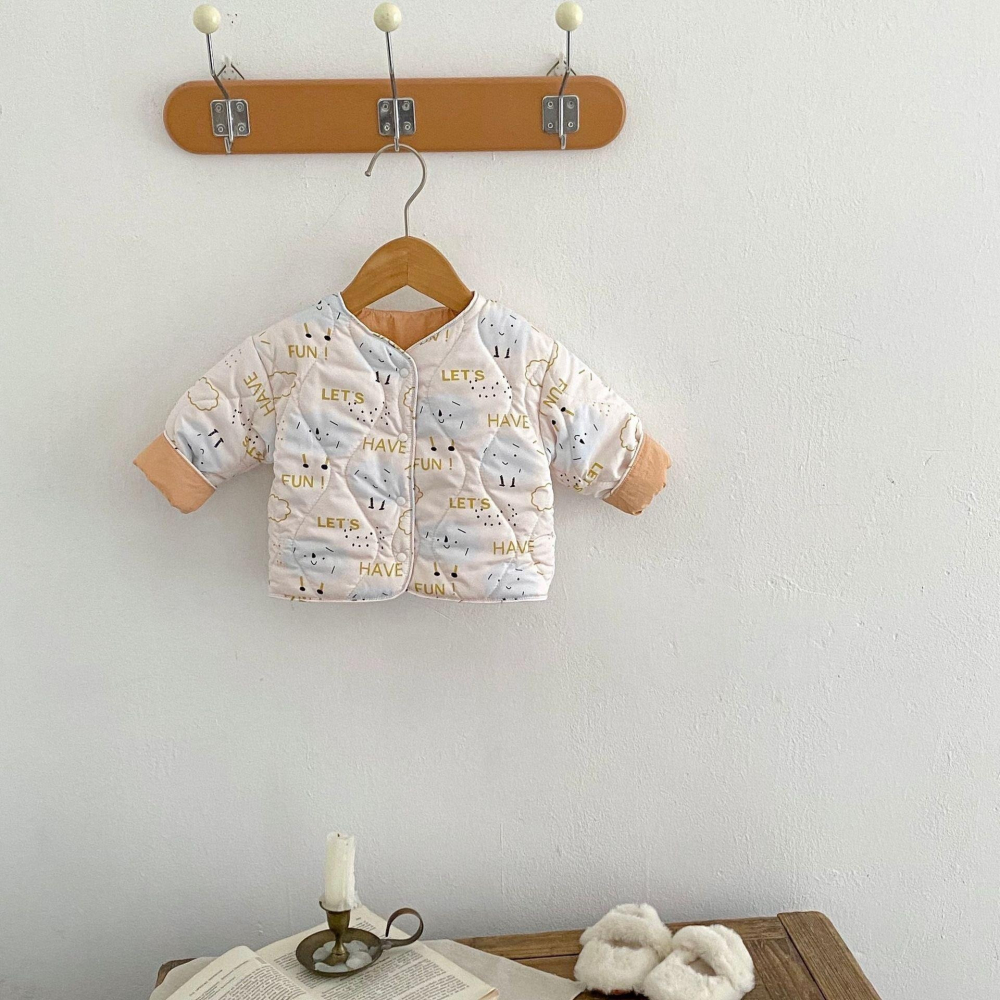 #韓版童裝 #冬季新款 #kids #baby 韓版正反兩穿夾棉護肚套裝-細節圖4