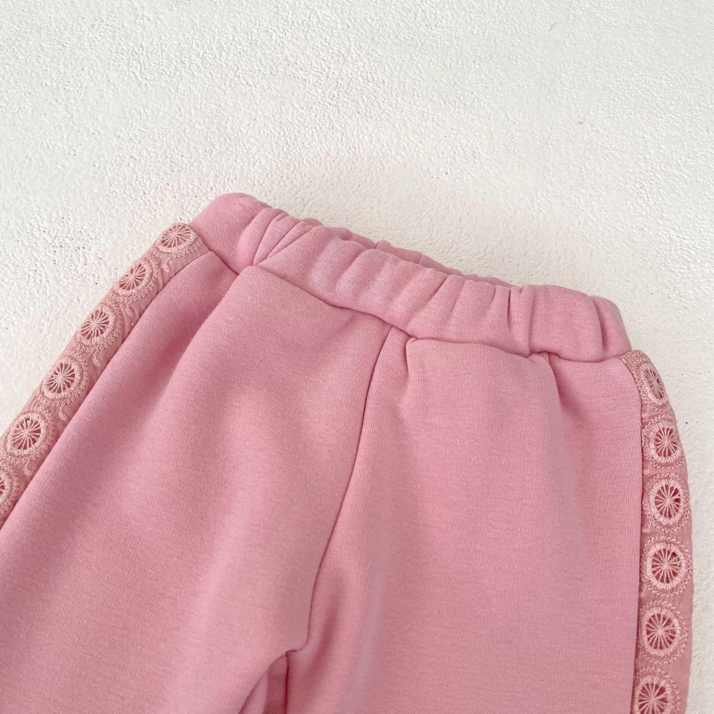 #韓版童裝 #冬季新款 #kids #baby 韓版百搭圓領花邊加絨套裝-細節圖9