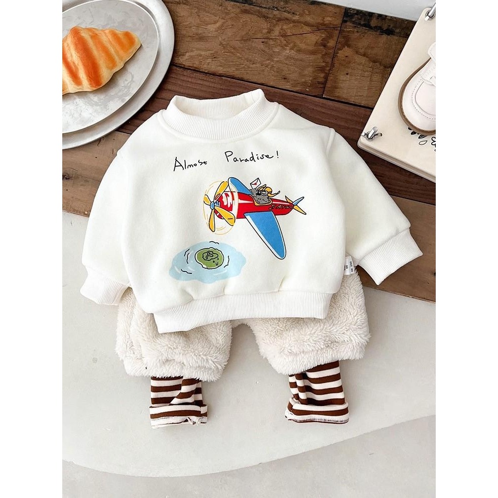 #韓版童裝 #冬季新款 #kids #baby 韓版休閒卡通加厚衛衣-細節圖2