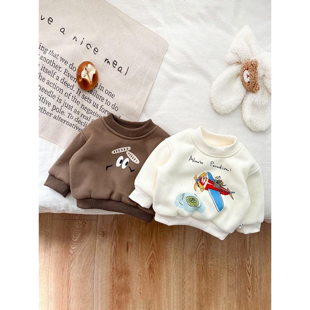 #韓版童裝 #冬季新款 #kids #baby 韓版休閒卡通加厚衛衣-細節圖3