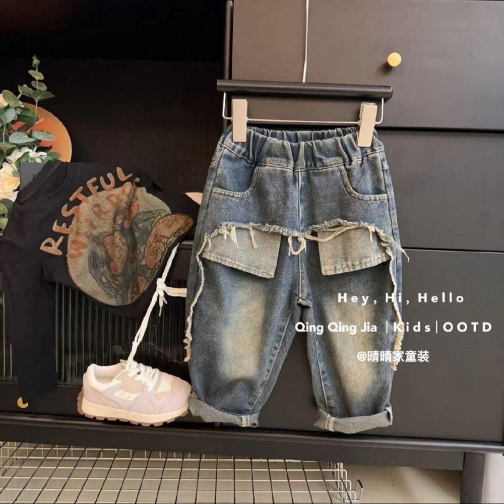 #韓版童裝 #冬季新款    #kids #baby韓版造型牛仔褲-細節圖6