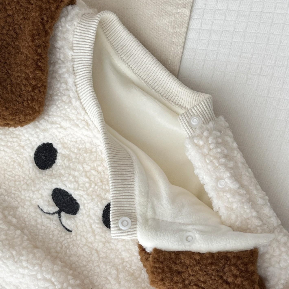 #韓版童裝 #冬季新款    #kids #baby  韓版狗狗加絨爬服（含帽子）-細節圖6