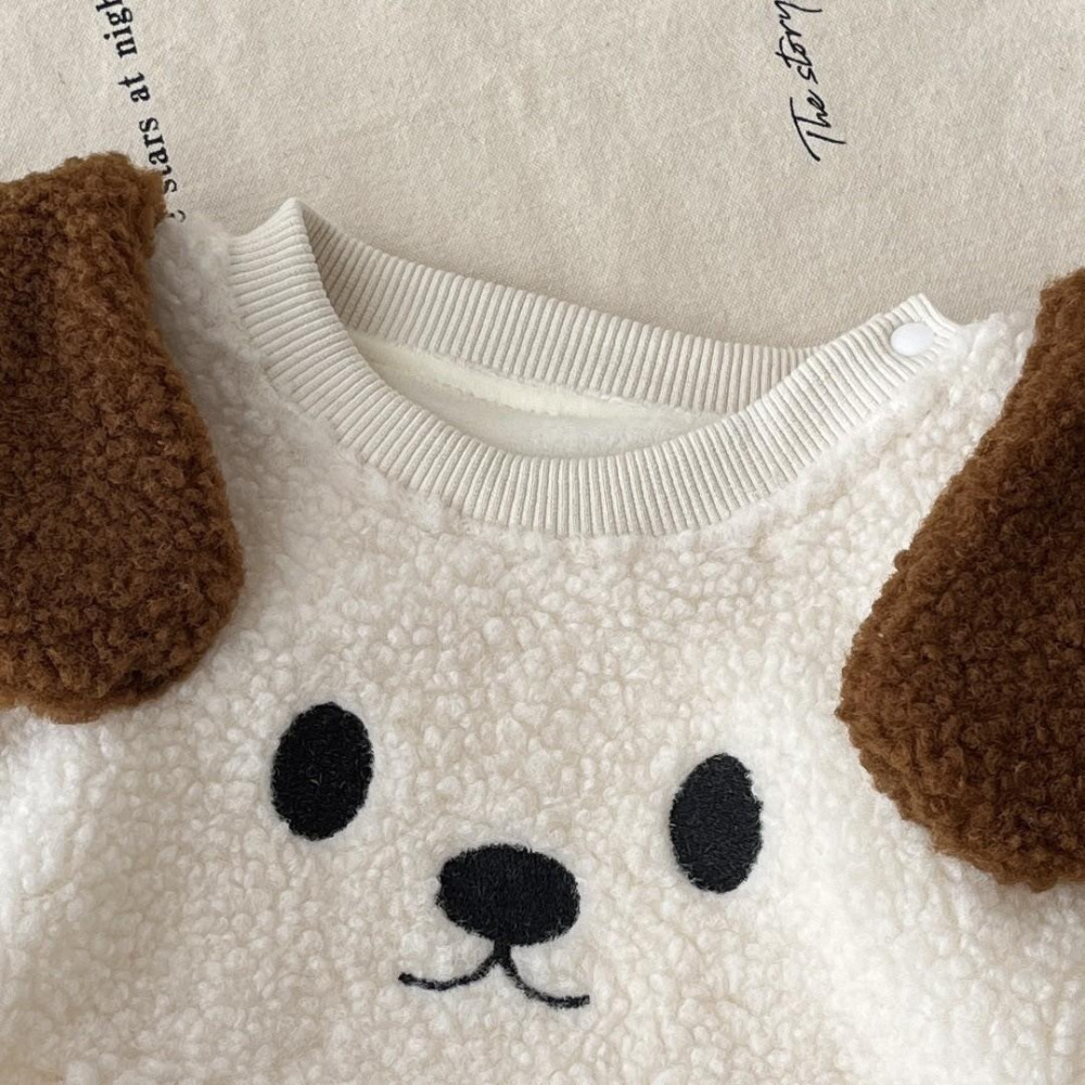 #韓版童裝 #冬季新款    #kids #baby  韓版狗狗加絨爬服（含帽子）-細節圖7