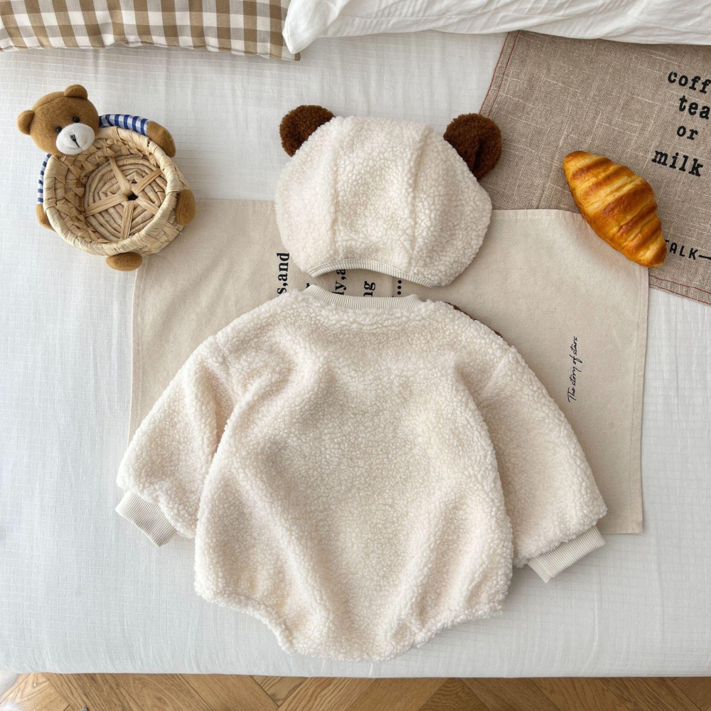 #韓版童裝 #冬季新款    #kids #baby  韓版狗狗加絨爬服（含帽子）-細節圖10