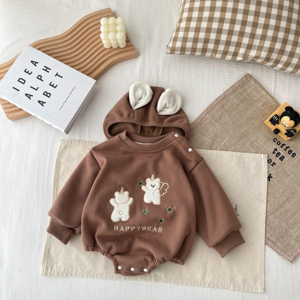 #韓版童裝 #冬季新款    #kids #baby  韓版毛毛可愛爬服（含帽子）-細節圖3