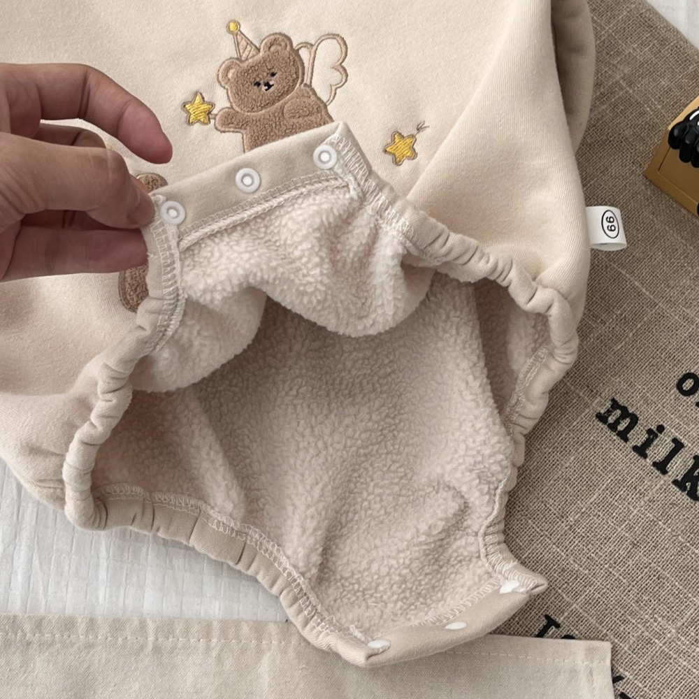 #韓版童裝 #冬季新款    #kids #baby  韓版毛毛可愛爬服（含帽子）-細節圖4