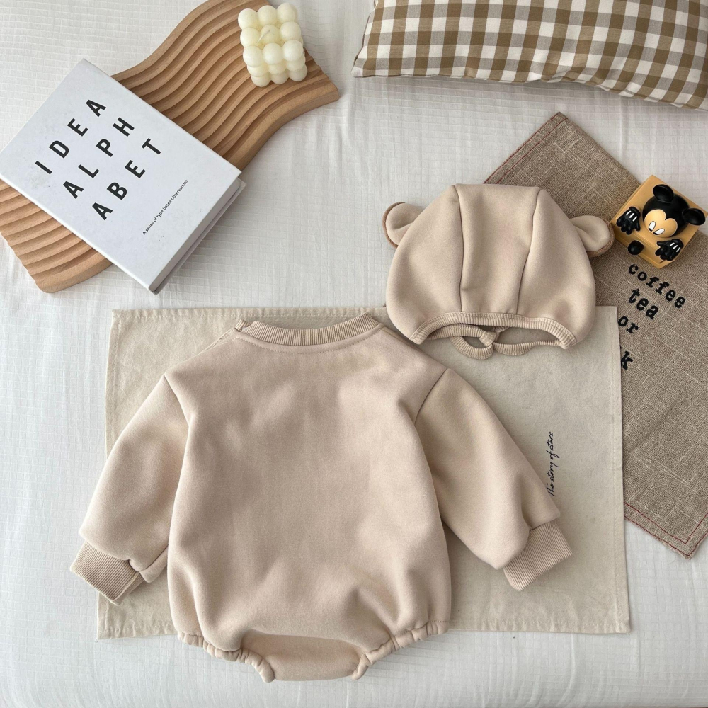 #韓版童裝 #冬季新款    #kids #baby  韓版毛毛可愛爬服（含帽子）-細節圖8