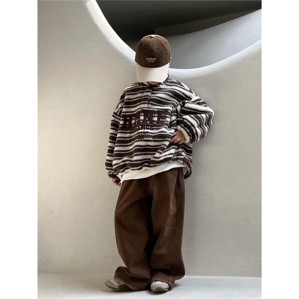 #韓版童裝 #冬季新款    #kids #baby   韓版條紋加絨毛衣-細節圖3