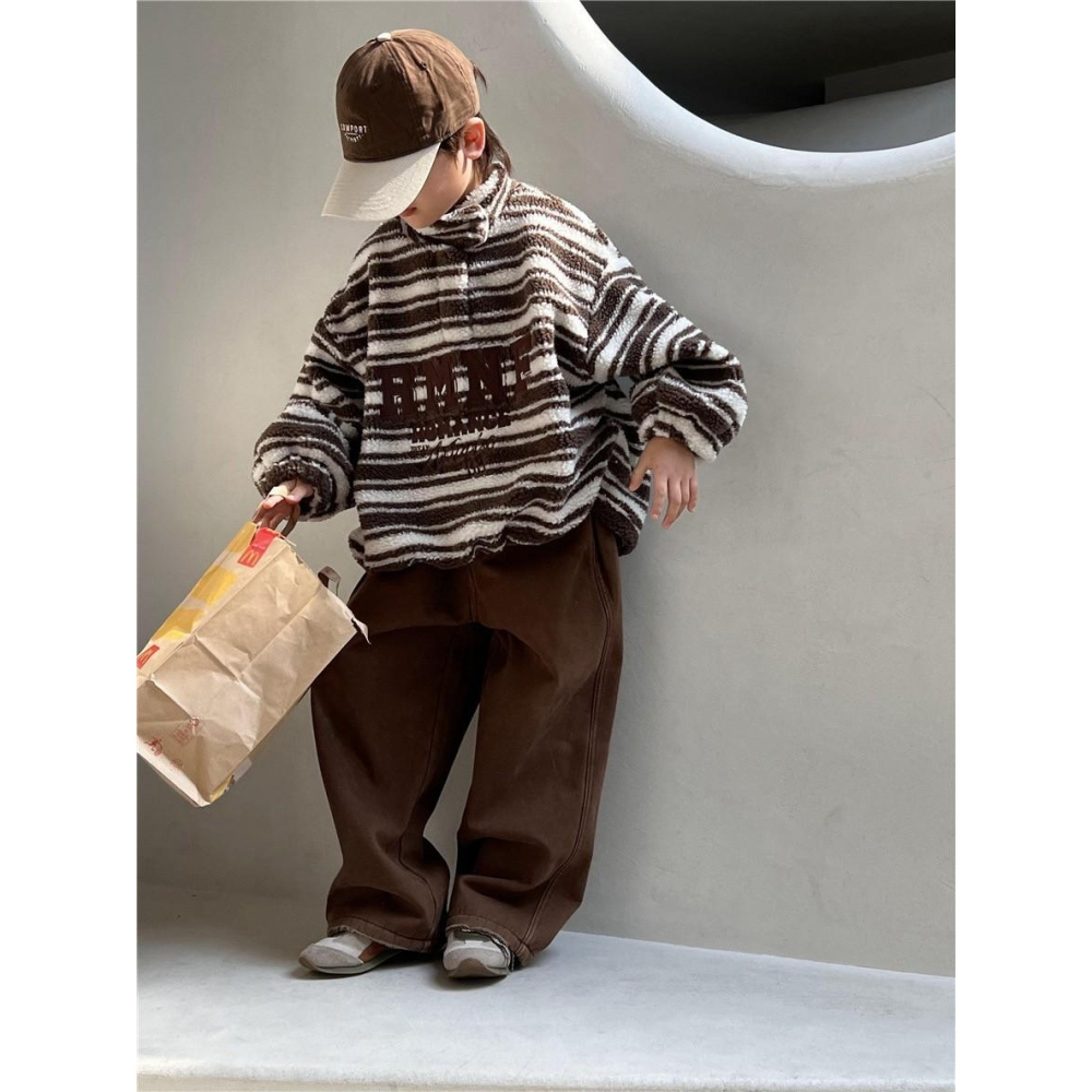 #韓版童裝 #冬季新款    #kids #baby   韓版條紋加絨毛衣-細節圖5