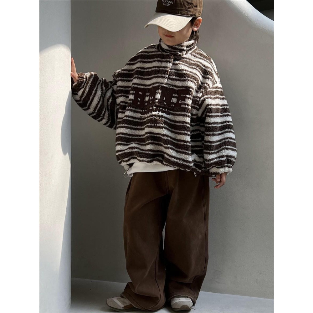 #韓版童裝 #冬季新款    #kids #baby   韓版條紋加絨毛衣-細節圖6