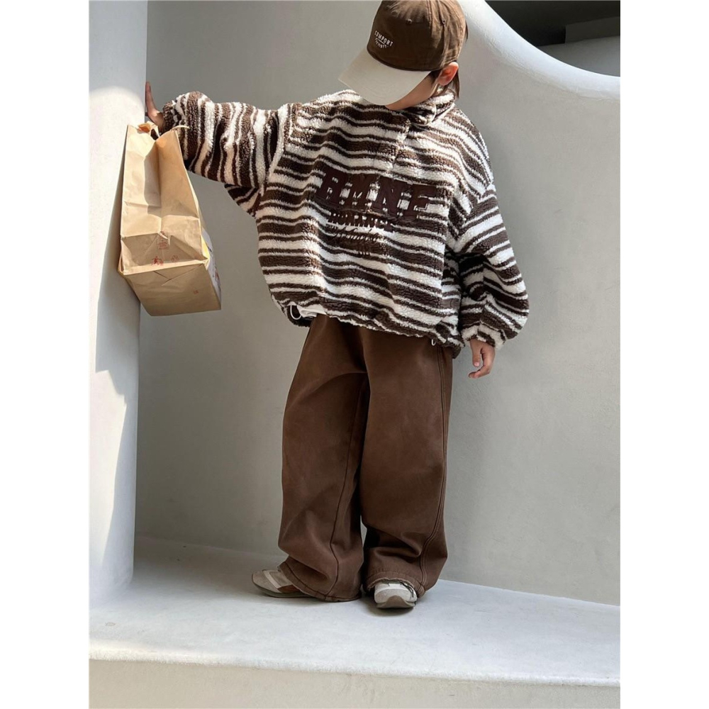 #韓版童裝 #冬季新款    #kids #baby   韓版條紋加絨毛衣-細節圖7
