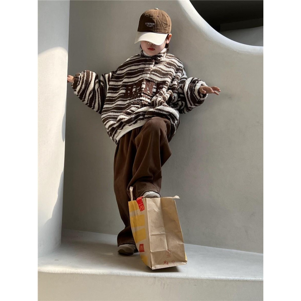 #韓版童裝 #冬季新款    #kids #baby   韓版條紋加絨毛衣-細節圖8