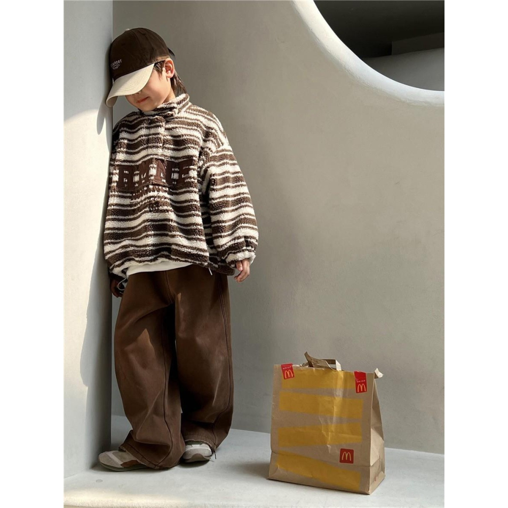 #韓版童裝 #冬季新款    #kids #baby   韓版條紋加絨毛衣-細節圖10