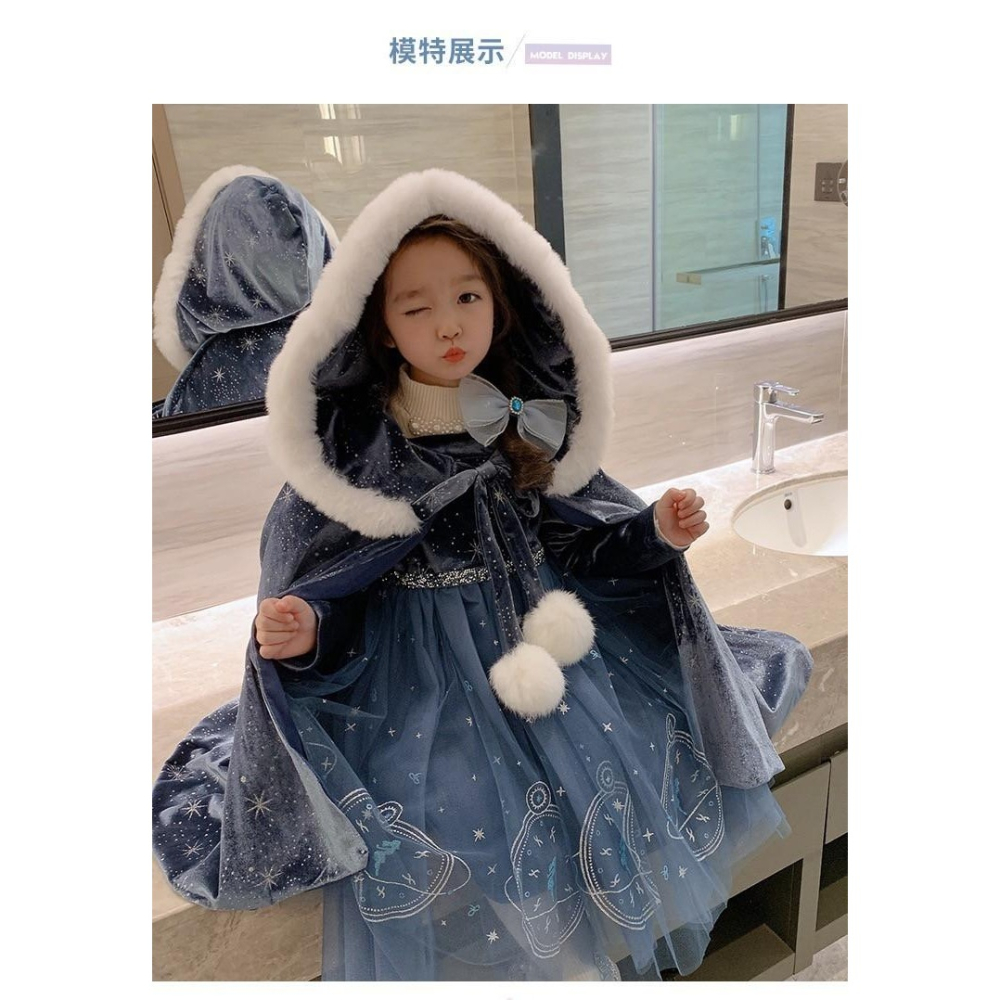 #韓版童裝 #冬季新款    #kids #baby   韓版藍色禮服澎澎裙（加絨）-細節圖7