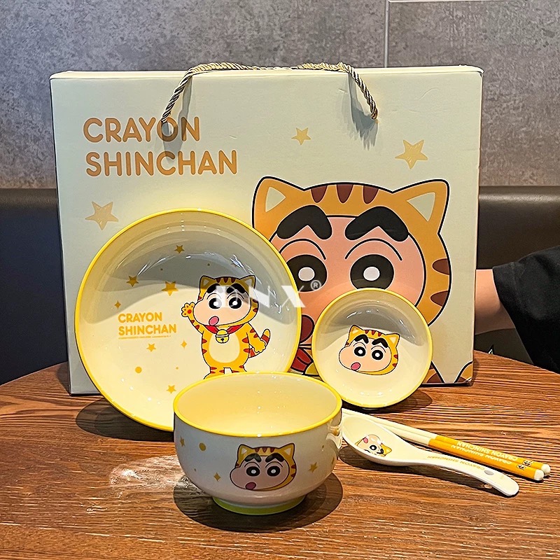 『𝑴𝒆𝒐𝒘𝑺𝑻𝑶𝑹𝑬✨』 蠟筆小新陶瓷碗盤個人專用筷勺子套裝禮盒✨生日禮物 情人節禮物 交換禮物-規格圖7