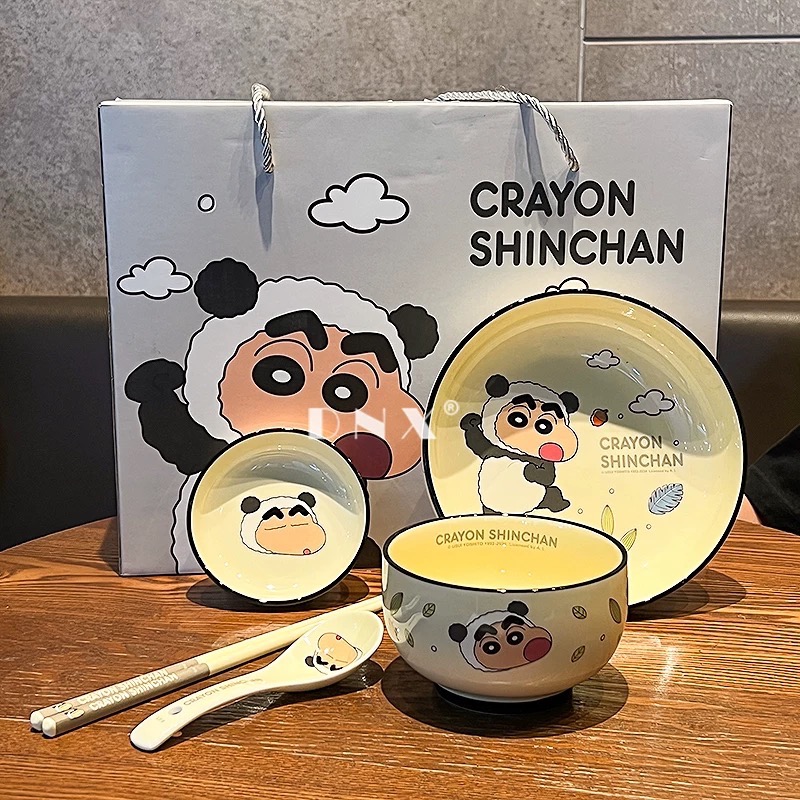 『𝑴𝒆𝒐𝒘𝑺𝑻𝑶𝑹𝑬✨』 蠟筆小新陶瓷碗盤個人專用筷勺子套裝禮盒✨生日禮物 情人節禮物 交換禮物-規格圖7