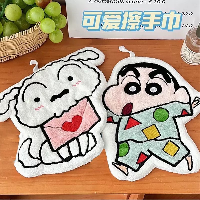 『𝑴𝒆𝒐𝒘𝑺𝑻𝑶𝑹𝑬✨』 正版聯名蠟筆小新擦手巾 珊瑚絨 可懸掛 可愛擦手巾-細節圖3