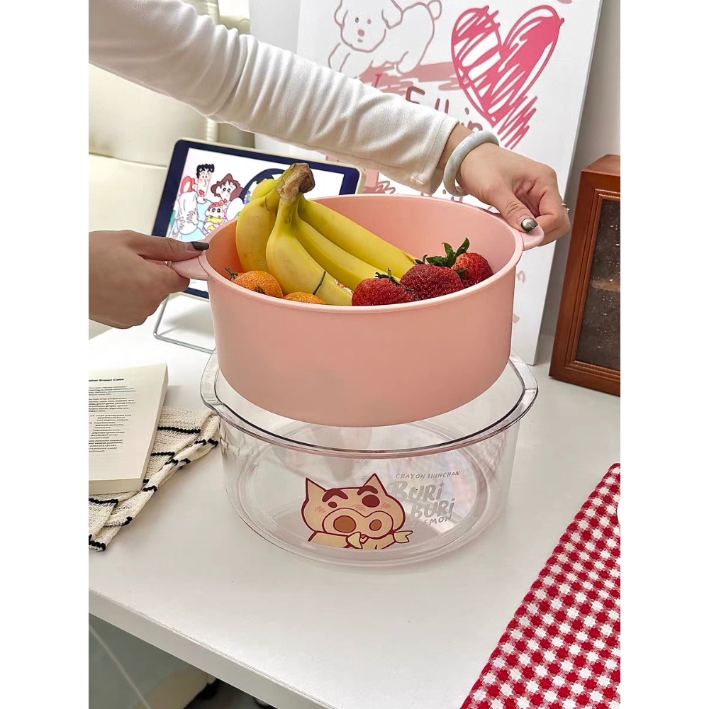 『𝑴𝒆𝒐𝒘𝑺𝑻𝑶𝑹𝑬✨』正版授權蠟筆小新瀝水籃水果籃 小白 肥嘟嘟左衛門-細節圖2