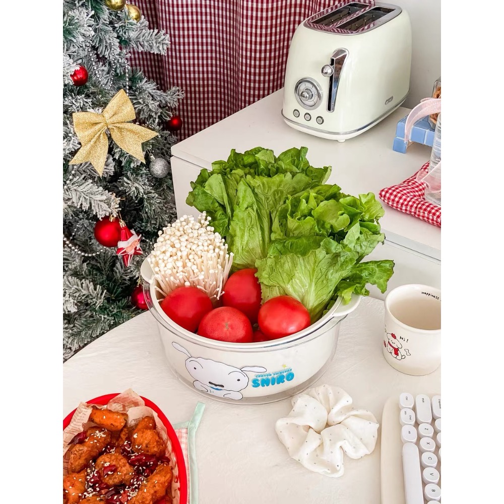 『𝑴𝒆𝒐𝒘𝑺𝑻𝑶𝑹𝑬✨』正版授權蠟筆小新瀝水籃水果籃 小白 肥嘟嘟左衛門-細節圖3