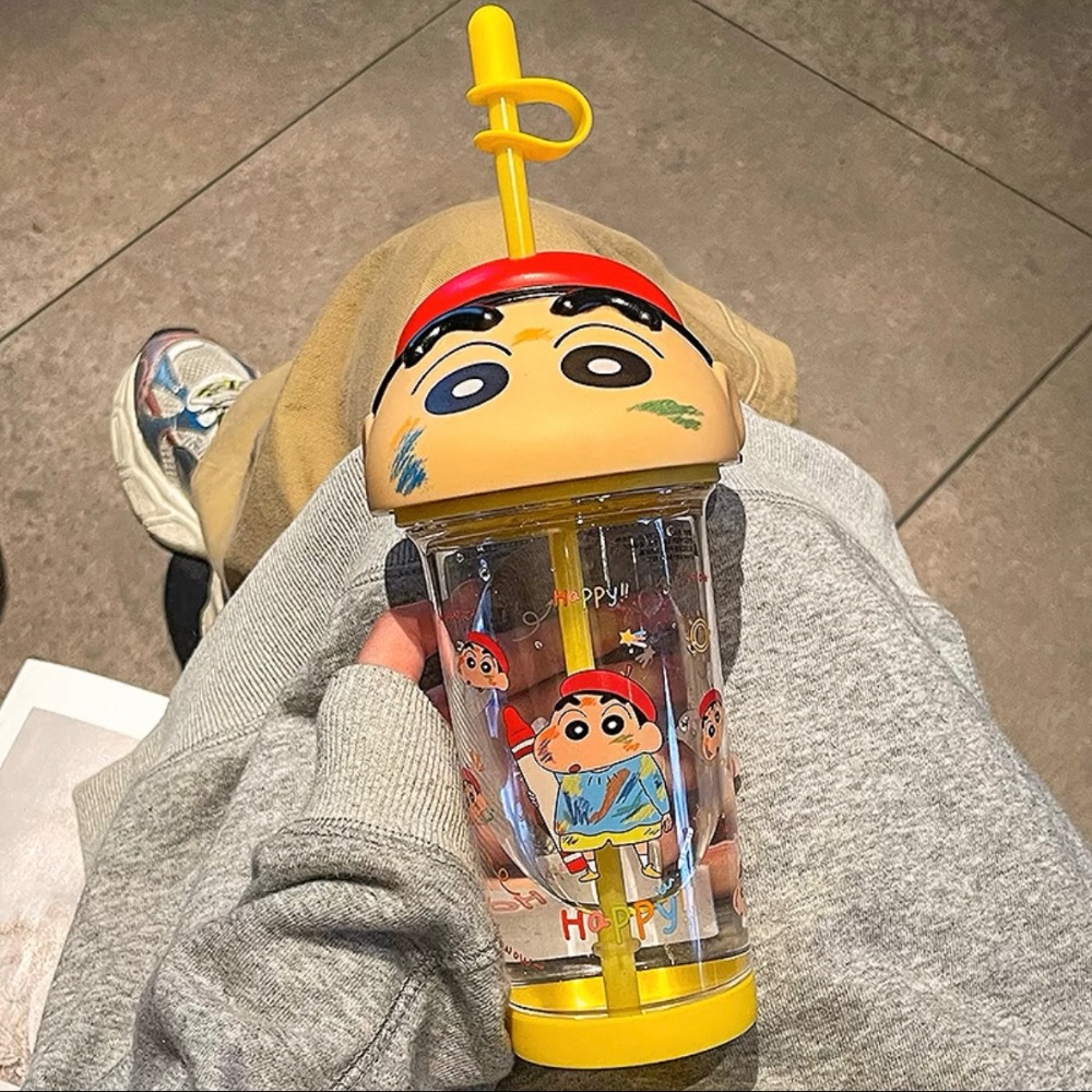 『𝑴𝒆𝒐𝒘𝑺𝑻𝑶𝑹𝑬✨』蠟筆小新水杯 蠟筆小新杯子 顏值水杯 塑膠吸管杯子✨-規格圖5