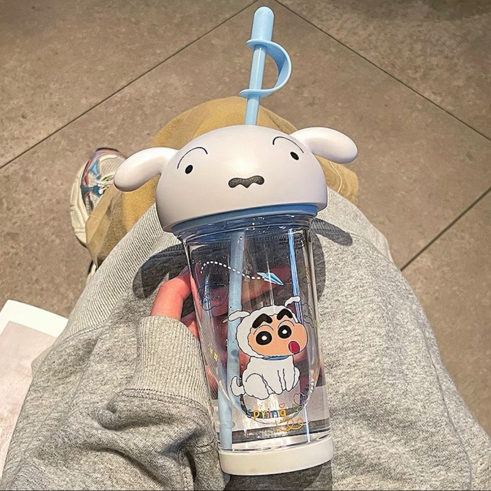 『𝑴𝒆𝒐𝒘𝑺𝑻𝑶𝑹𝑬✨』蠟筆小新水杯 蠟筆小新杯子 顏值水杯 塑膠吸管杯子✨-規格圖5