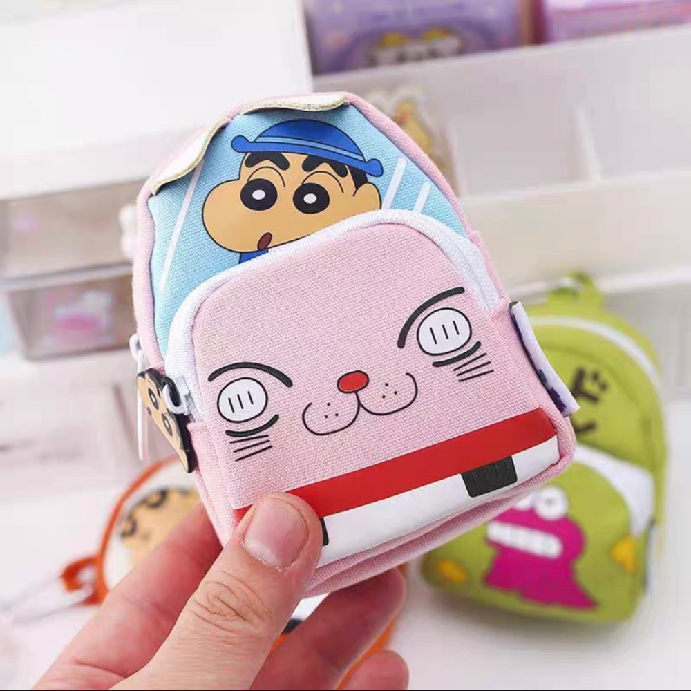 『𝑴𝒆𝒐𝒘𝑺𝑻𝑶𝑹𝑬✨』蠟筆小新迷你零錢包 掛件 隨身收納包 帆布雙層拉鏈錢包💰-細節圖6