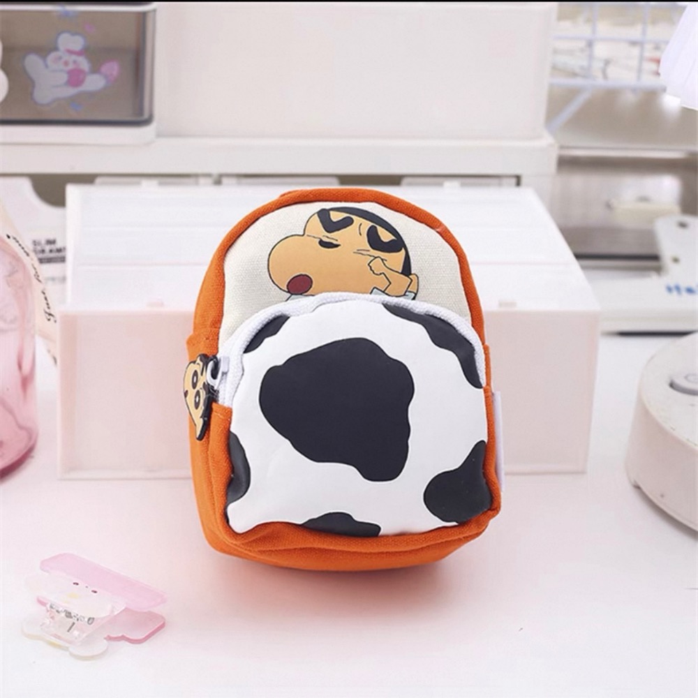 『𝑴𝒆𝒐𝒘𝑺𝑻𝑶𝑹𝑬✨』蠟筆小新迷你零錢包 掛件 隨身收納包 帆布雙層拉鏈錢包💰-規格圖7