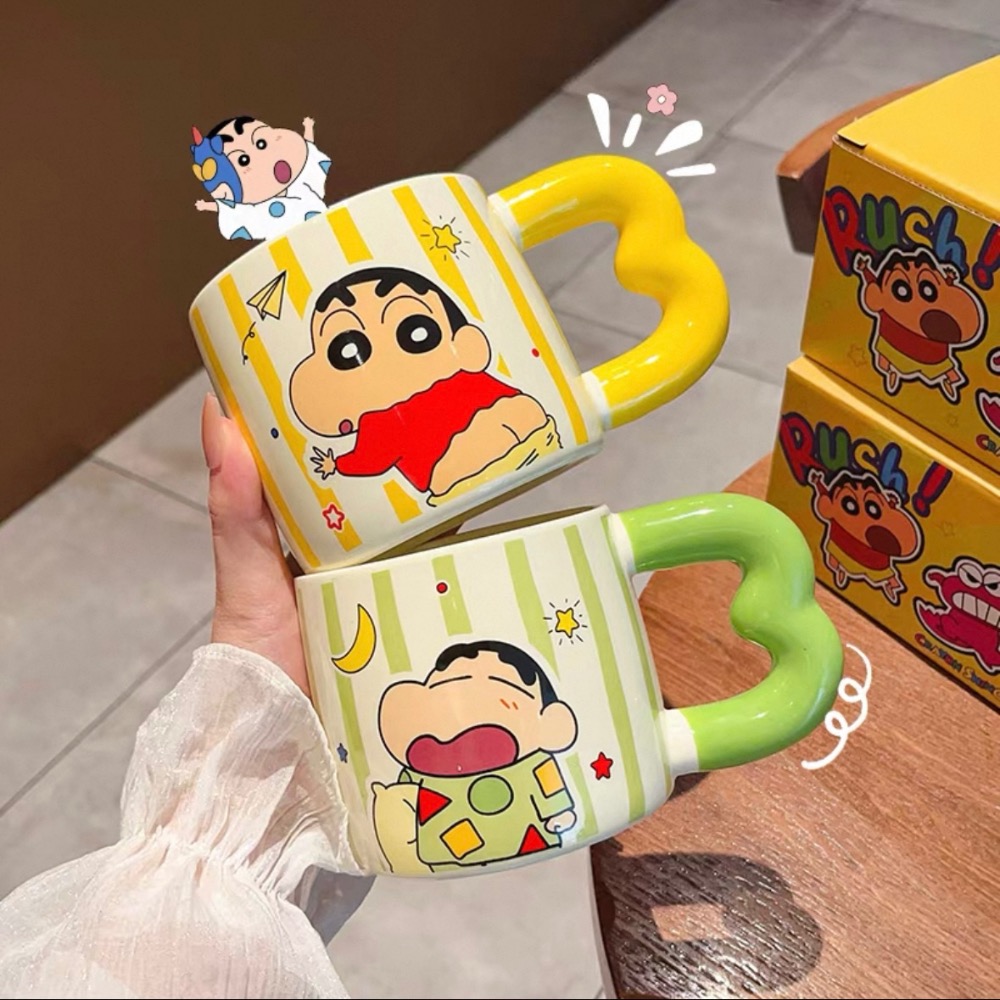 『𝑴𝒆𝒐𝒘𝑺𝑻𝑶𝑹𝑬✨』 蠟筆小新馬克杯 情侶馬克杯 可愛馬克杯 五款可選 高顏值馬克杯 杯子❤️-細節圖2